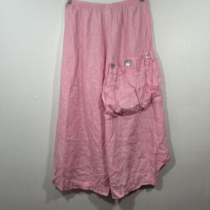 B Hadikusumo Pant Womens Small Pink Linen Harem Beachy Pull On Resort Langenlook